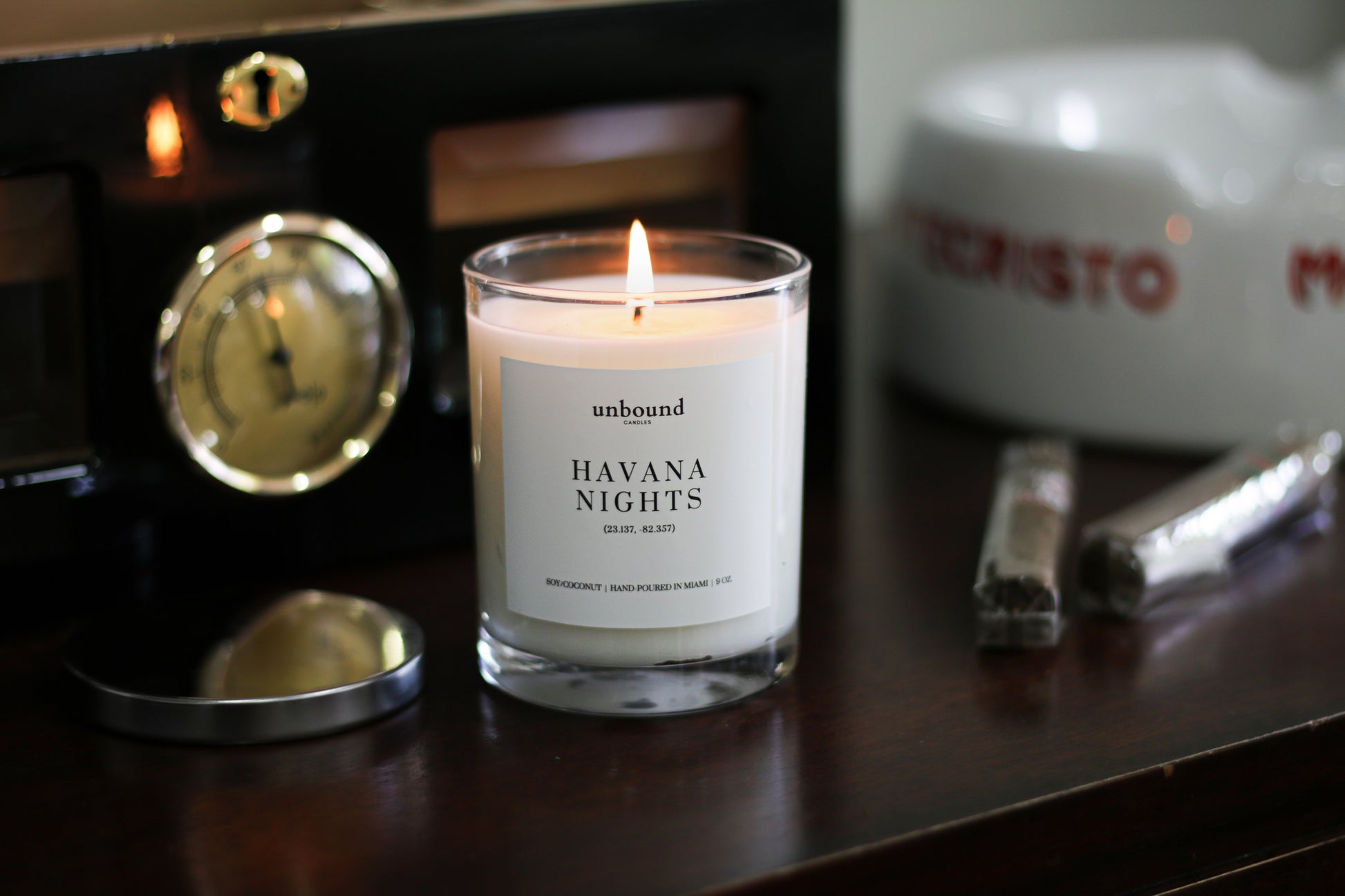 Unbound Candles - Havana Nights - Candle on display