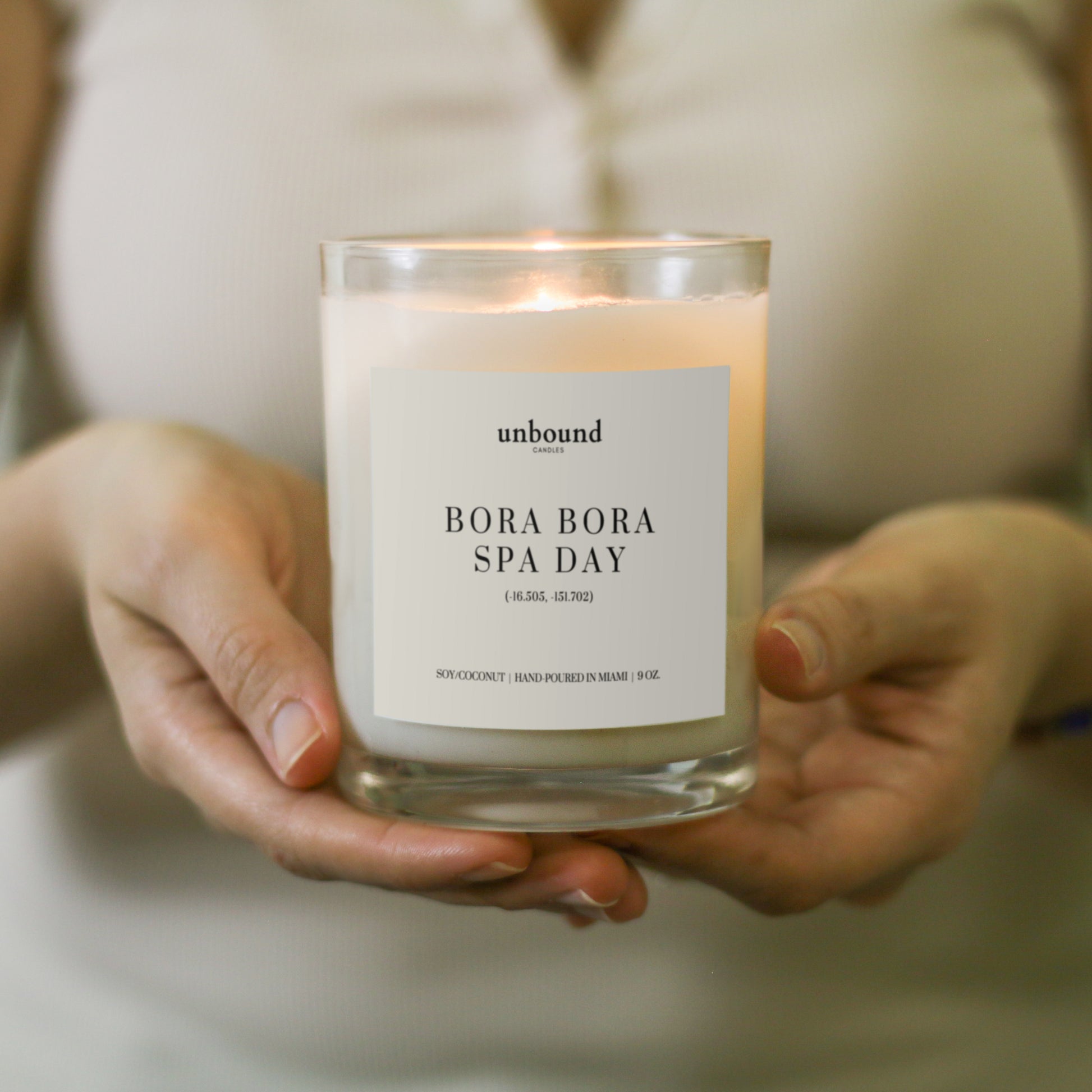 Unbound Candles - Bora Bora Candle in hand 2